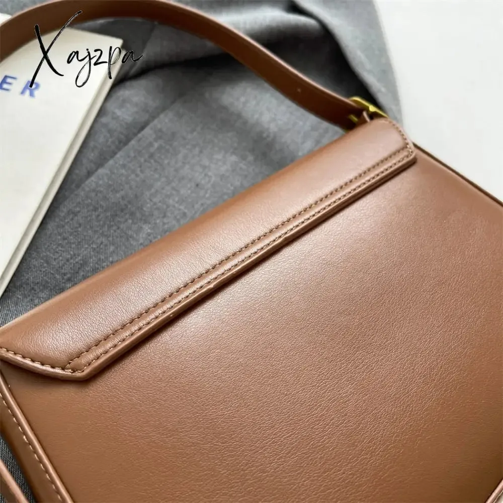 Xajzpa - Retro Brand Ladies Small Tote Bag PU Leather Shoulder Crossbody Bags for Women 2023 Designer Latest Trend Handbags and Purse New