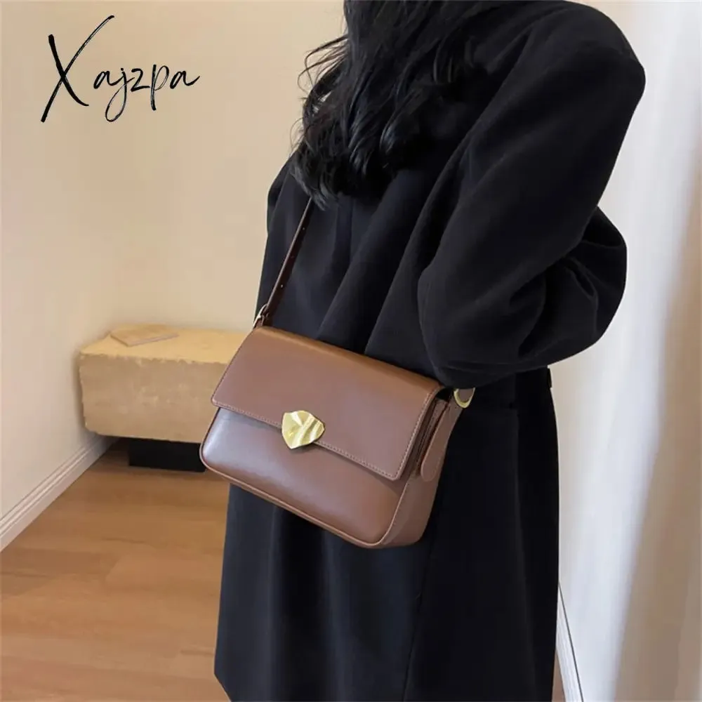Xajzpa - Retro Brand Ladies Small Tote Bag PU Leather Shoulder Crossbody Bags for Women 2023 Designer Latest Trend Handbags and Purse New
