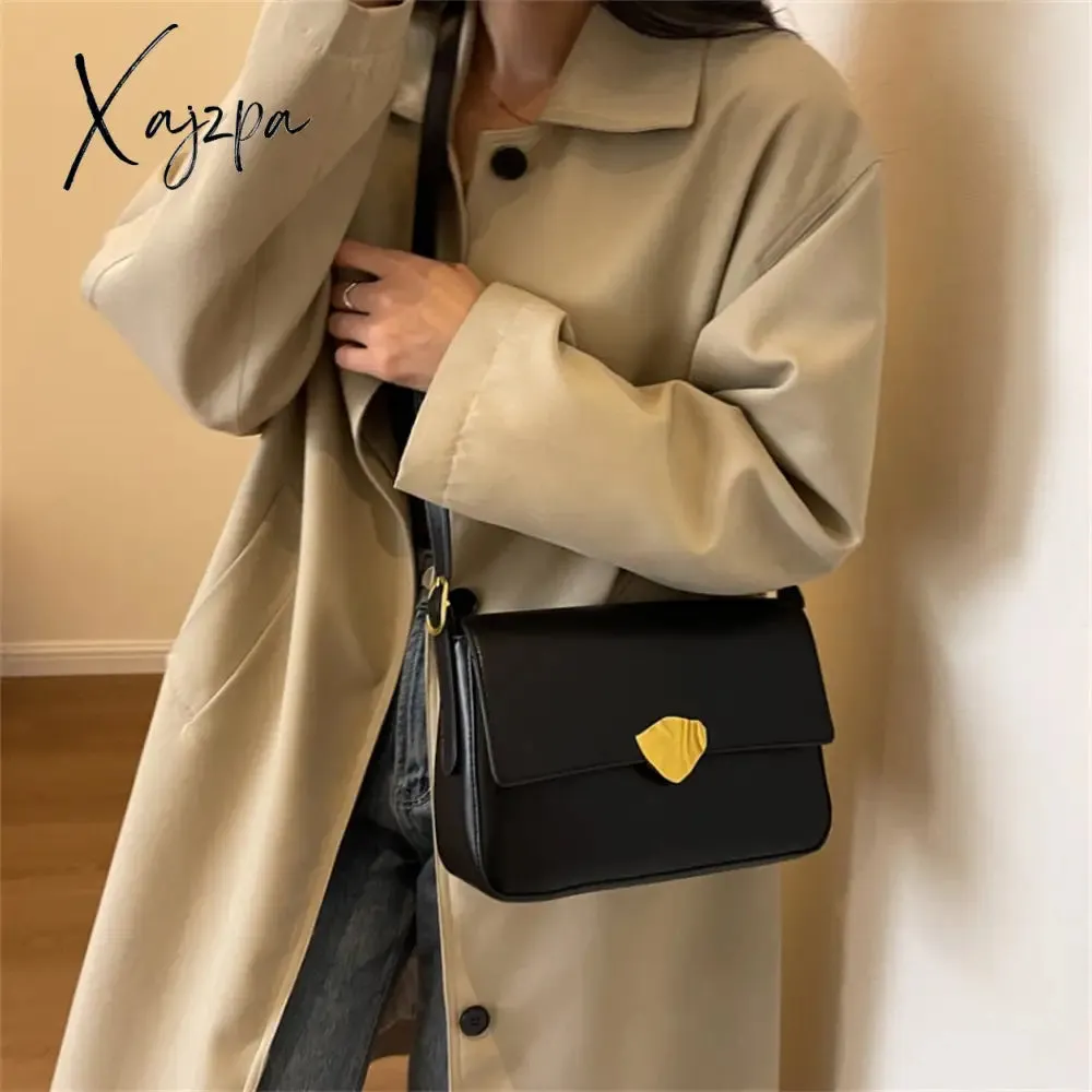 Xajzpa - Retro Brand Ladies Small Tote Bag PU Leather Shoulder Crossbody Bags for Women 2023 Designer Latest Trend Handbags and Purse New