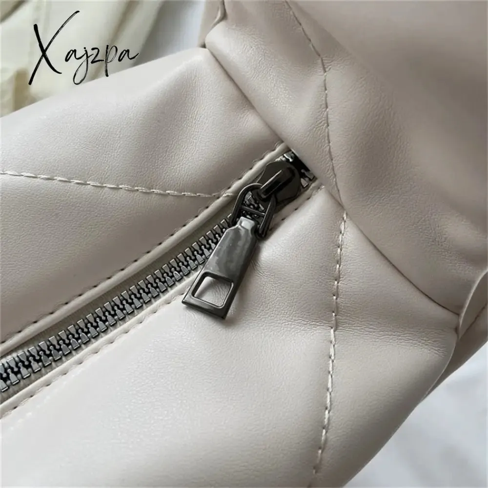 Xajzpa - Trend Quilted Plaid Design Women's Handbag Soft PU Leather Shoulder Side Bags for Women 2023 Fall Cute Totes Large Capacity New
