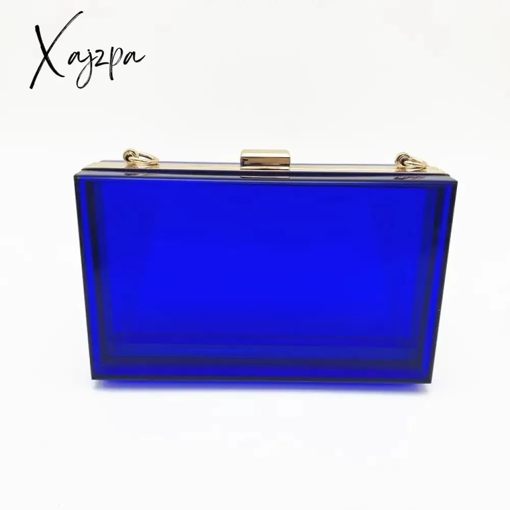 Xajzpa - Women Clear Purse Acrylic Clear Clutch Bag, Shoulder Handbag With Removable Gold Chain Strap Transparent Clutch Bag