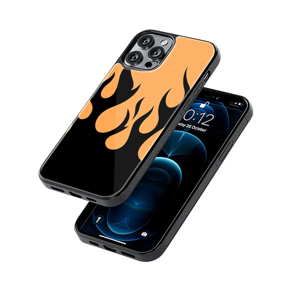 Y2K Retro Orange Flames Phone Cover | Glass Case