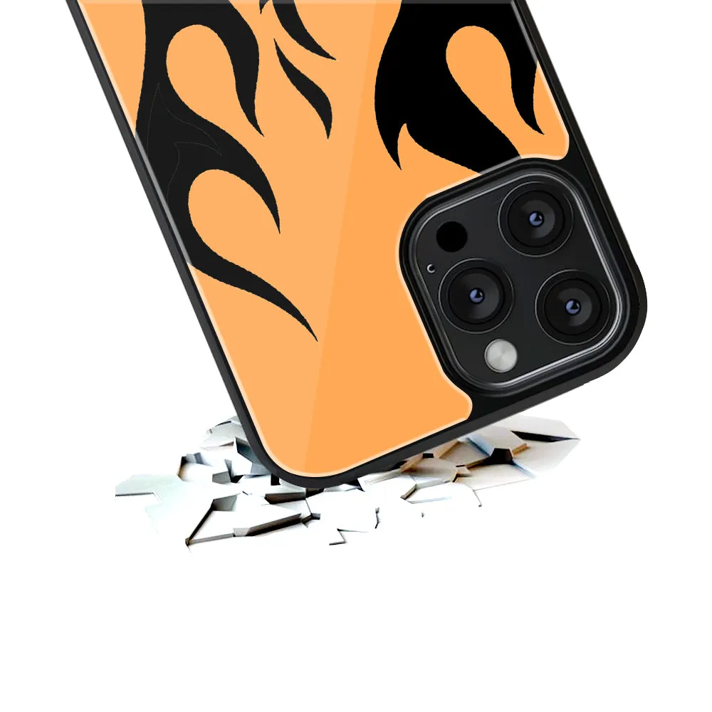 Y2K Retro Orange Flames Phone Cover | Glass Case