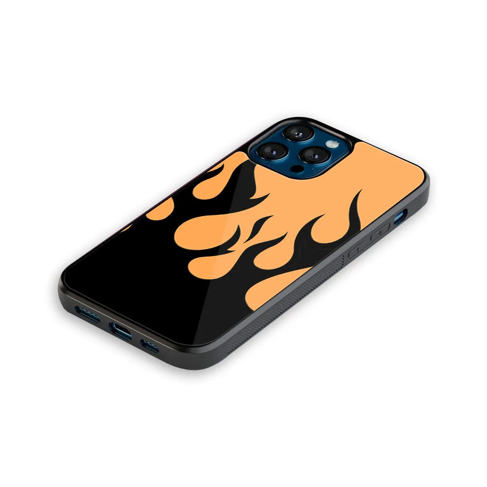 Y2K Retro Orange Flames Phone Cover | Glass Case