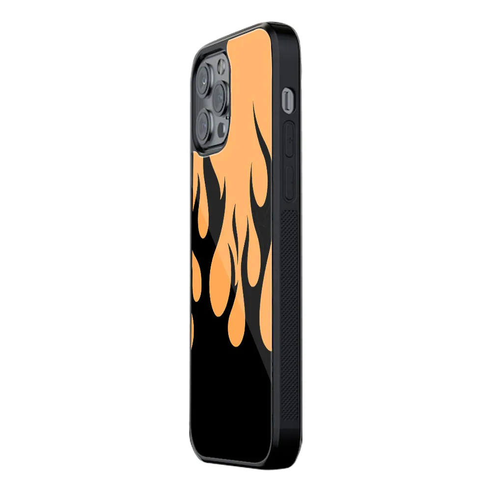 Y2K Retro Orange Flames Phone Cover | Glass Case