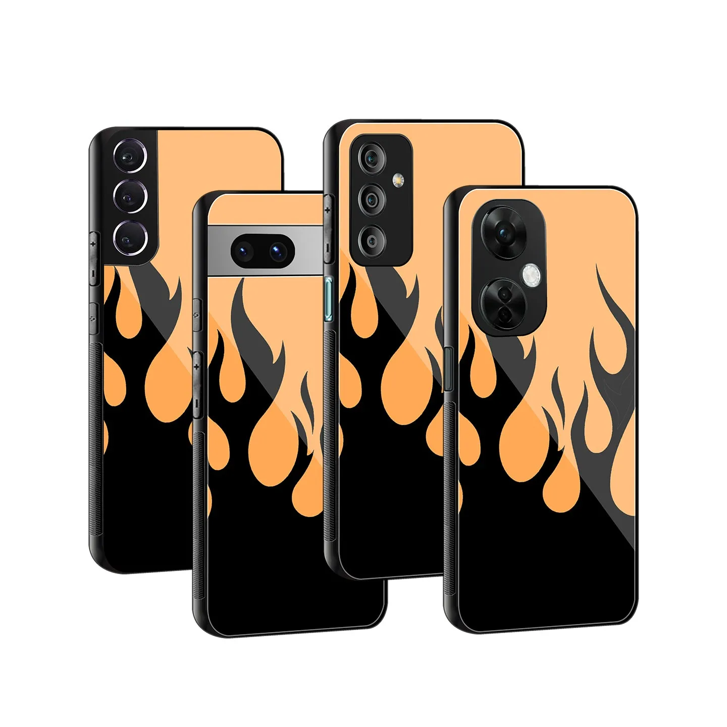 Y2K Retro Orange Flames Phone Cover | Glass Case