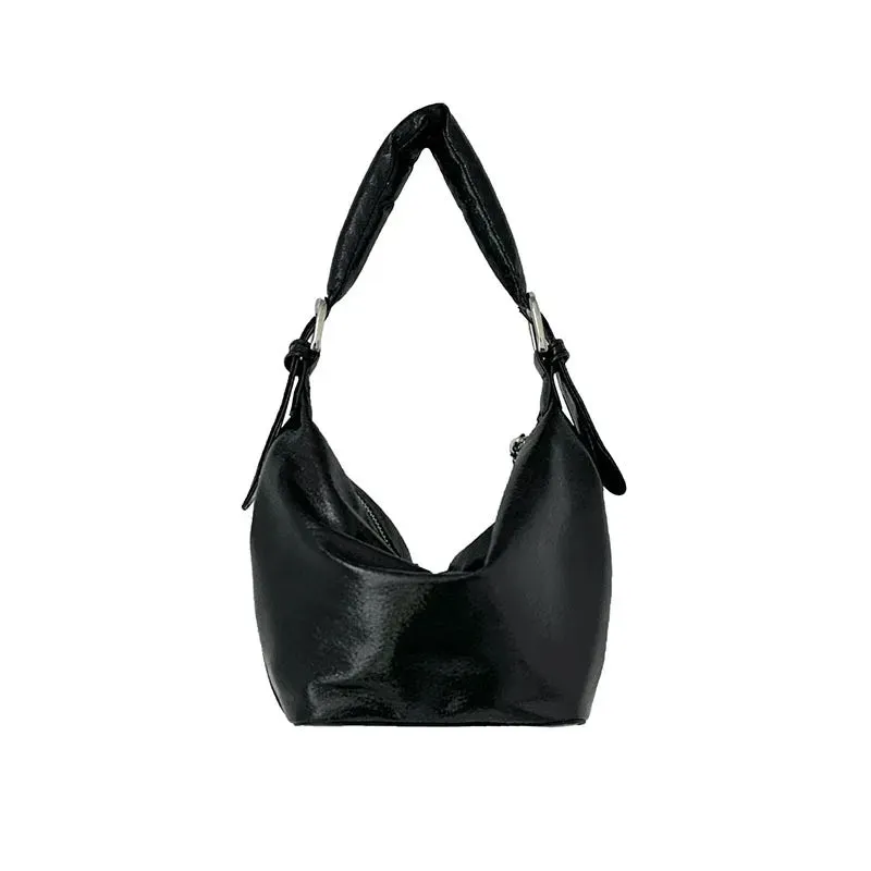 Y2K Style Silver PU Leather Small Underarm Bags for Women Korean Fashion Handle Shoulder Hobo Bag Handbags and Purses